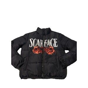 Scarface Tony Montana The World Is Yours Black Puffer Jacket Men's Size M